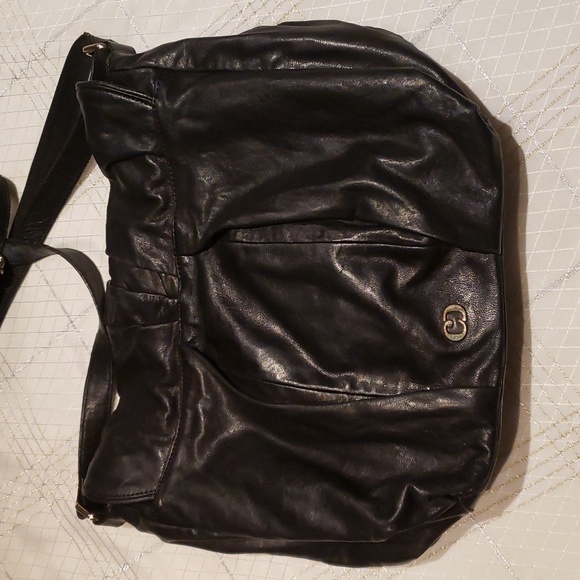 Charles David Designer Vintage Black Leather Hobo Shoulder Bag Handbag XL Used - Picture 3 of 17